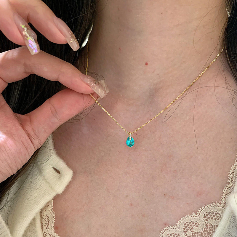 Blue Water Drop Ultra-Fine Necklace