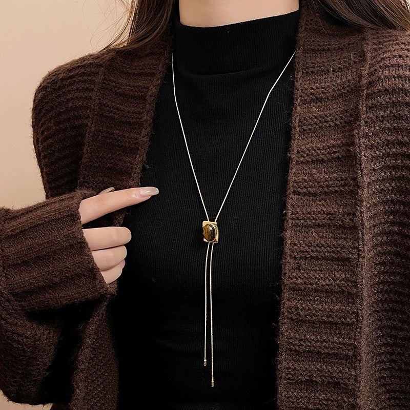 Cubic tigers eye necklace