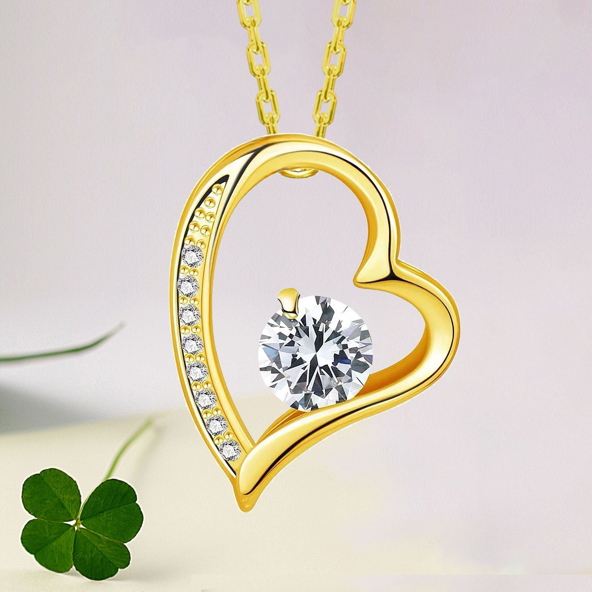 Zircon Heart Pendant Necklace