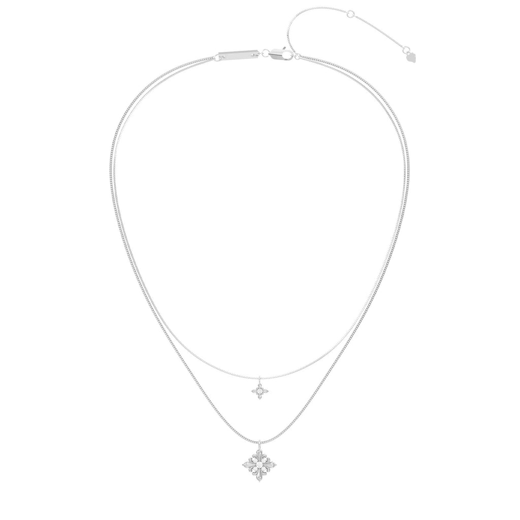 Floral Double Layer Titanium Necklace