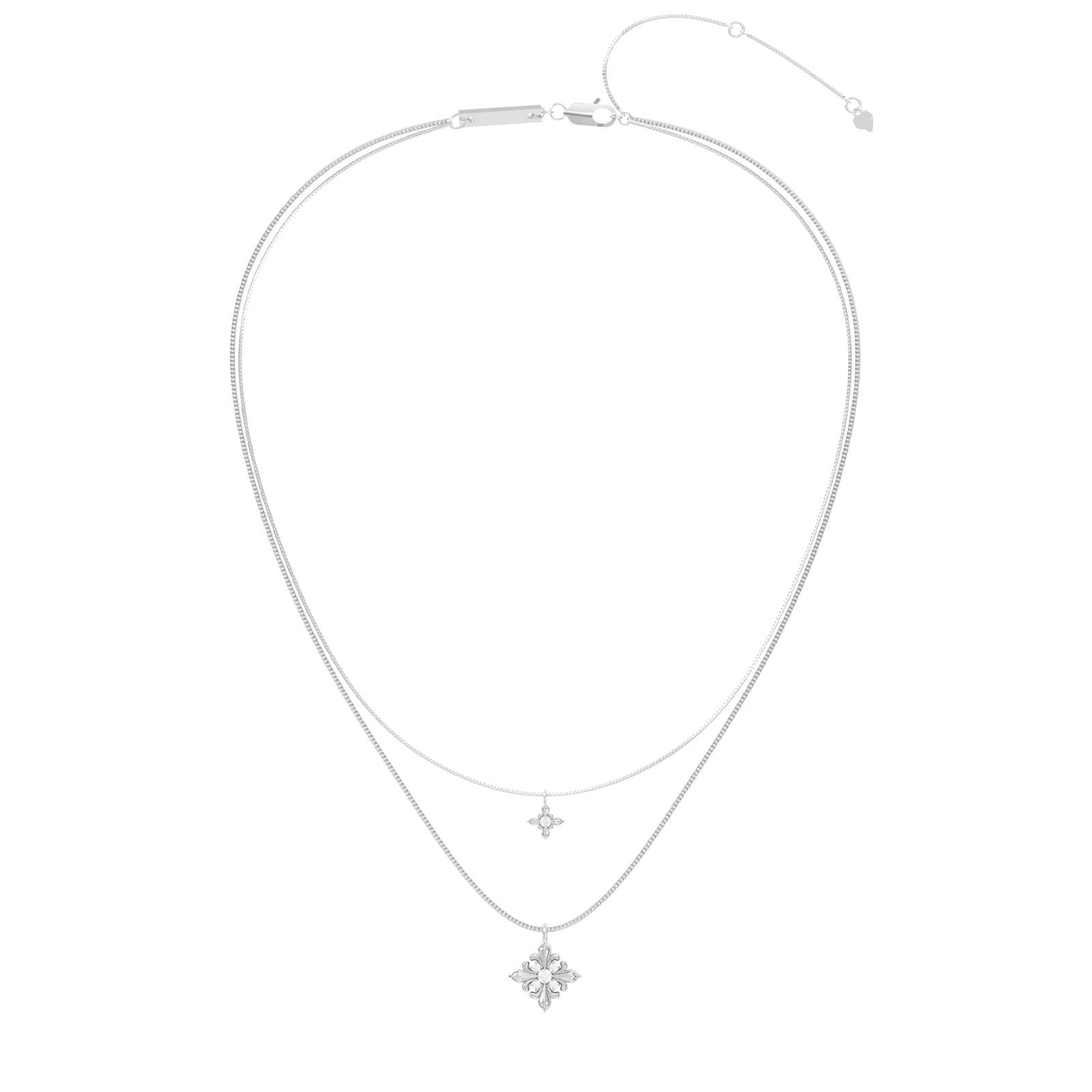 Floral Double Layer Titanium Necklace