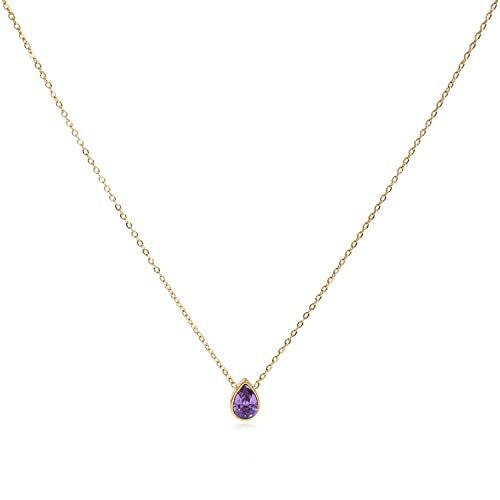 Water Drop Zircon Gold Plated Necklace with Adjustable Chain
