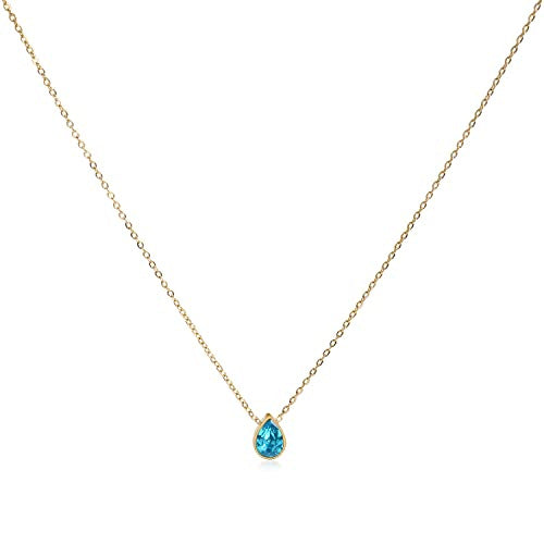Water Drop Zircon Gold Plated Necklace with Adjustable Chain