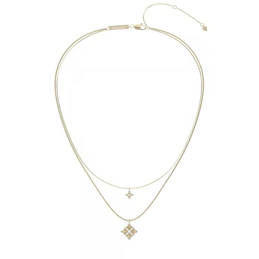 Floral Double Layer Titanium Necklace