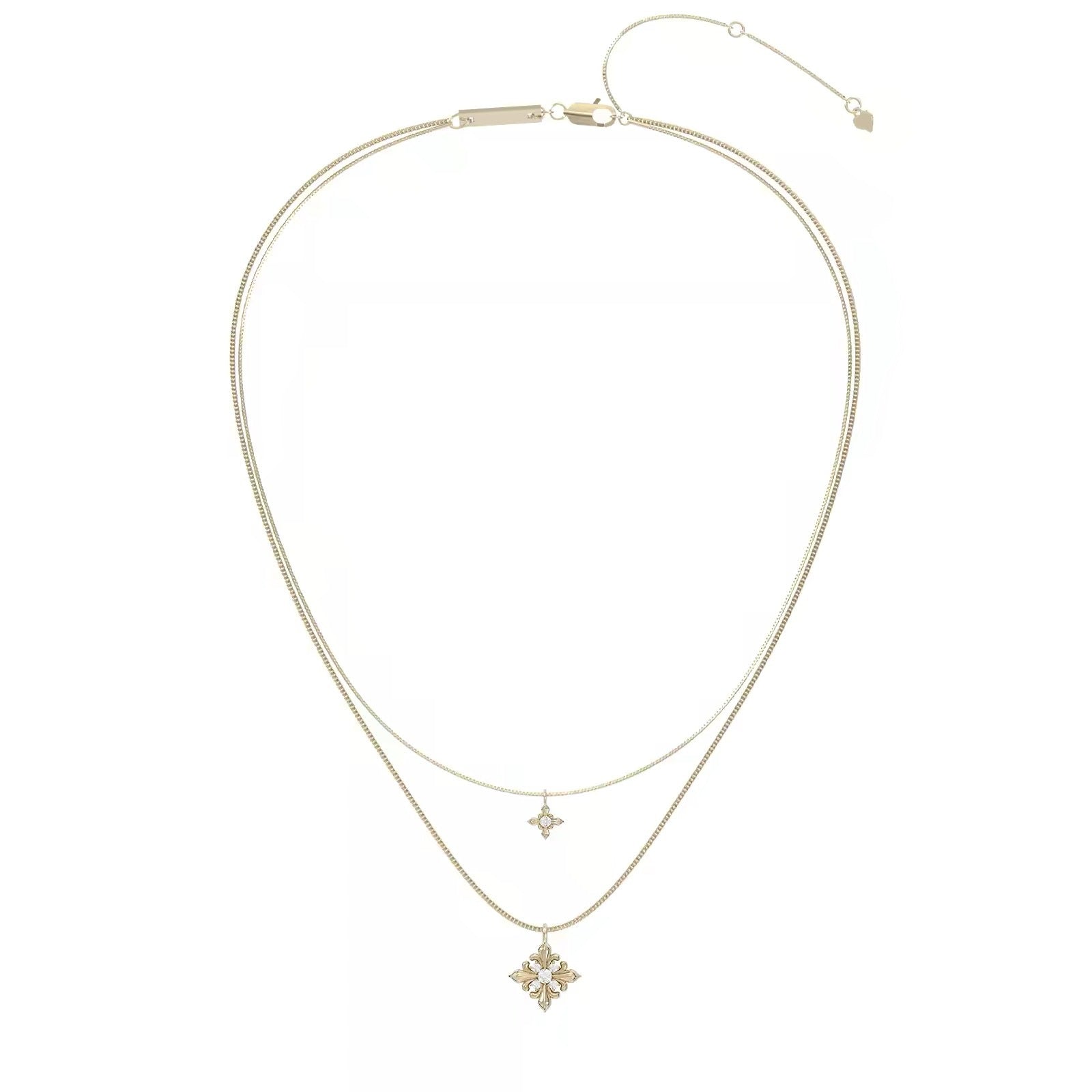 Floral Double Layer Titanium Necklace