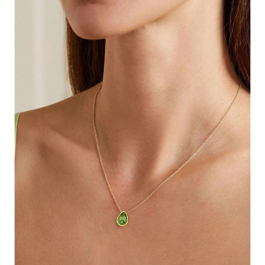 Water Drop Zircon Gold Plated Necklace with Adjustable Chain