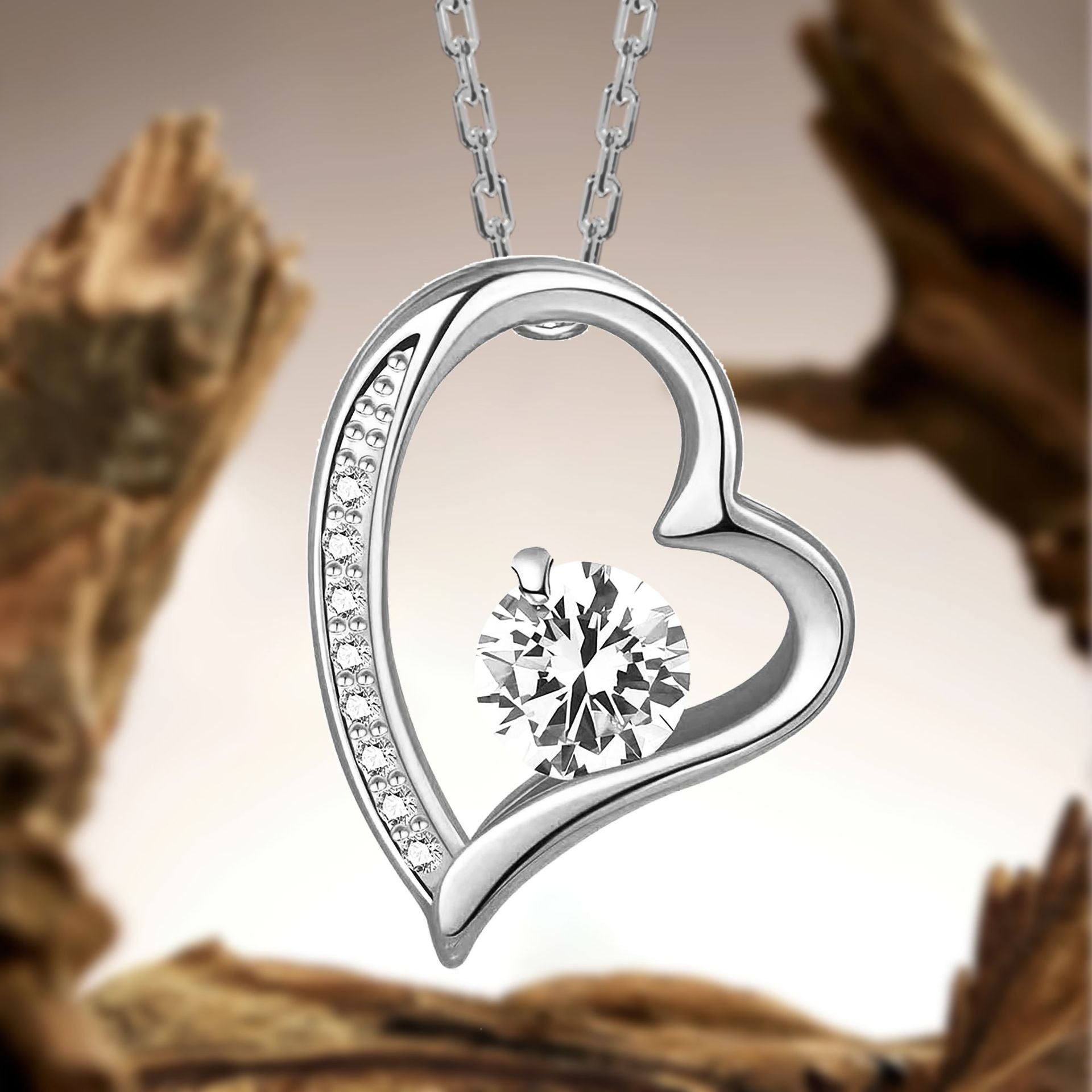 Zircon Heart Pendant Necklace