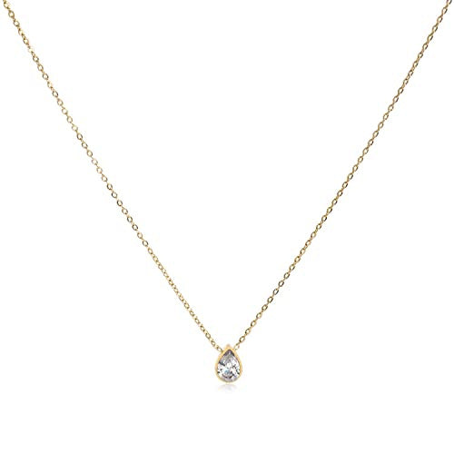 Water Drop Zircon Gold Plated Necklace with Adjustable Chain