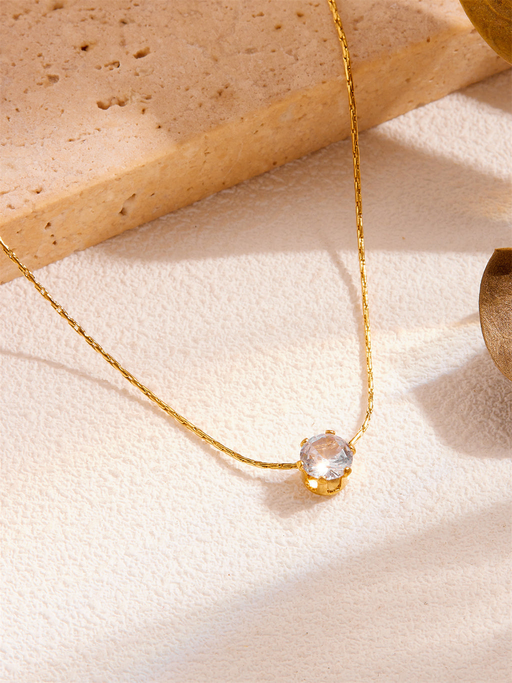 Geometric Zircon Titanium Steel Necklace