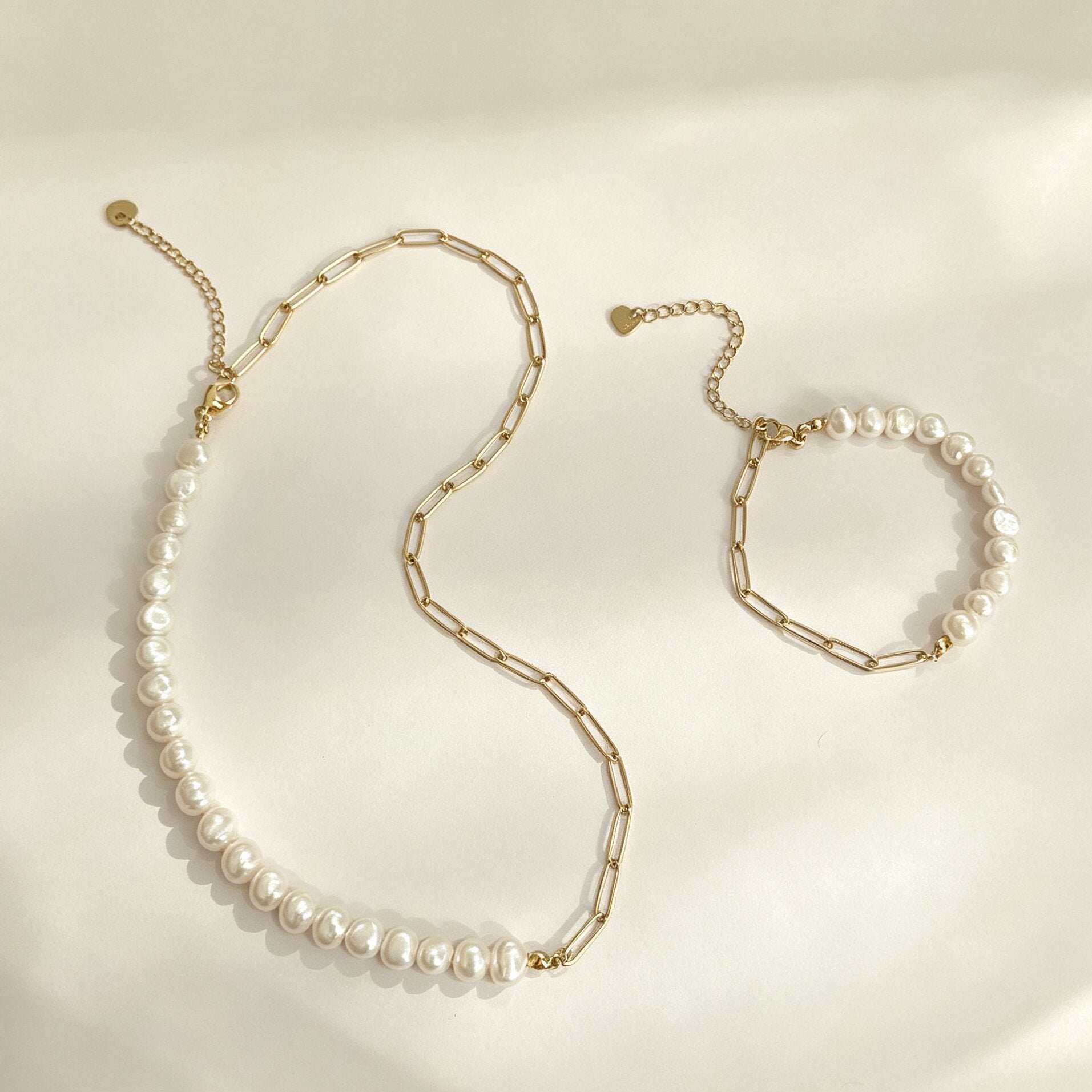 Fashion Freshwater Pearl Half-Chain Bracelet Necklace