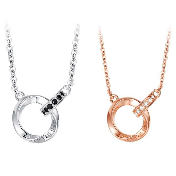 Mbius Ring Sterling Silver Couple Necklace