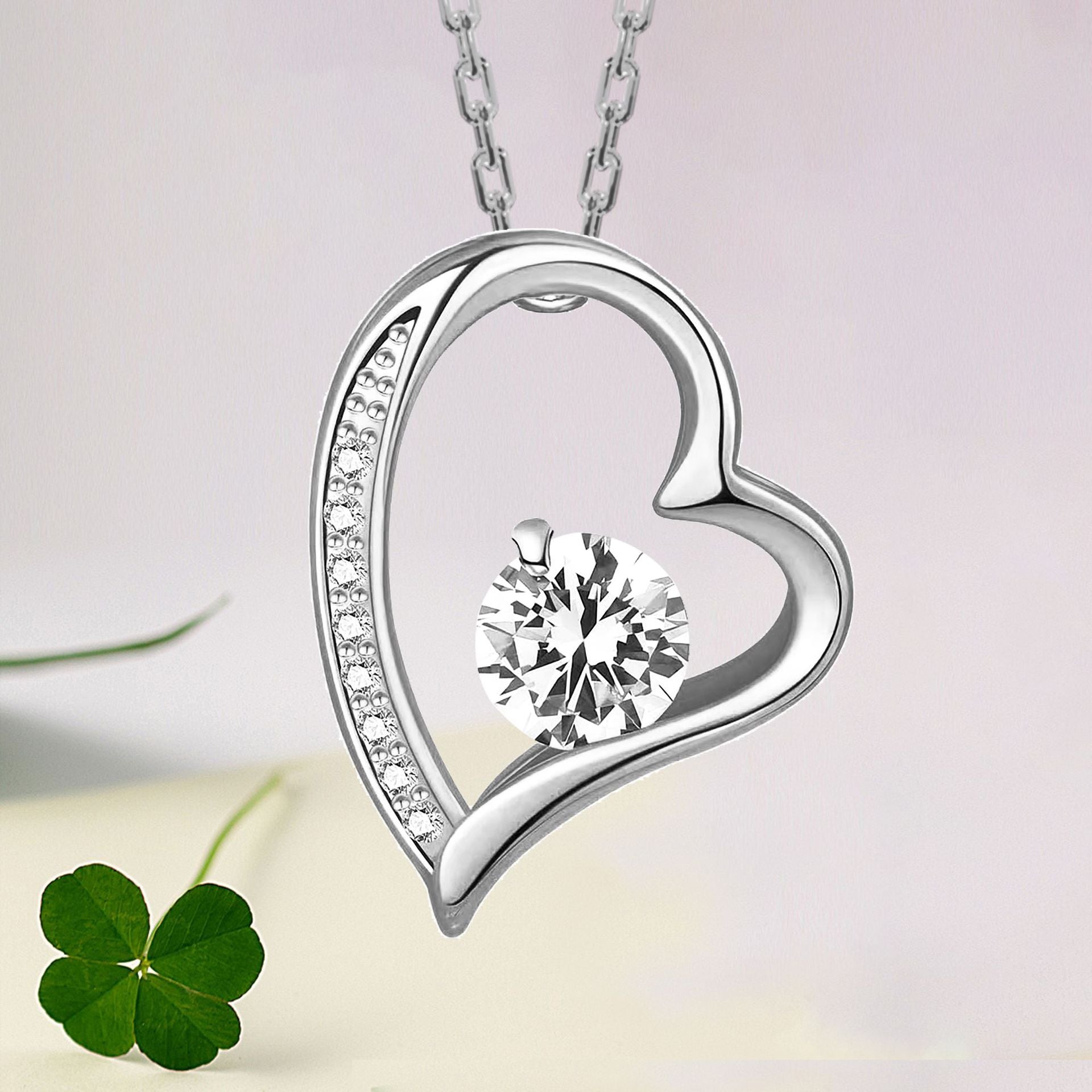 Zircon Heart Pendant Necklace