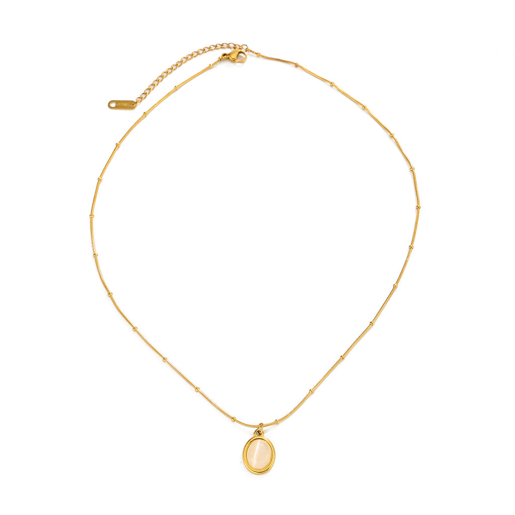 Stainless Steel Cat's Eye Pendant Necklace