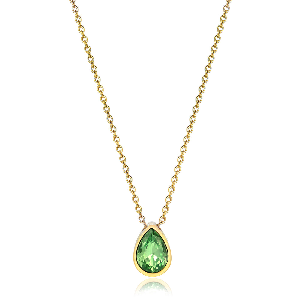 Water Drop Zircon Gold Plated Necklace with Adjustable Chain