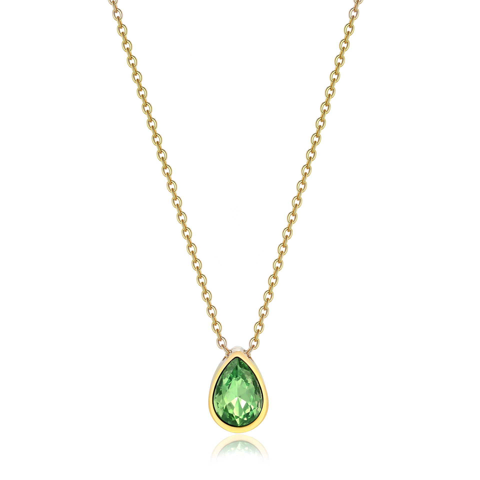 Water Drop Zircon Gold Plated Necklace with Adjustable Chain