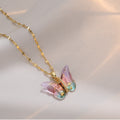 Butterfly Rhinestone Titanium Steel Necklace