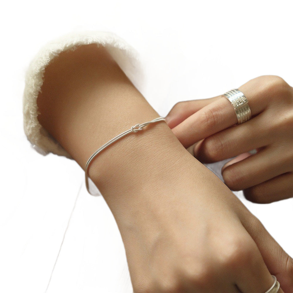 Double Layer Knotted Snake Bone Chain Necklace