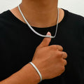 Minimalist Stainless Steel Necklace and Bracelet Set