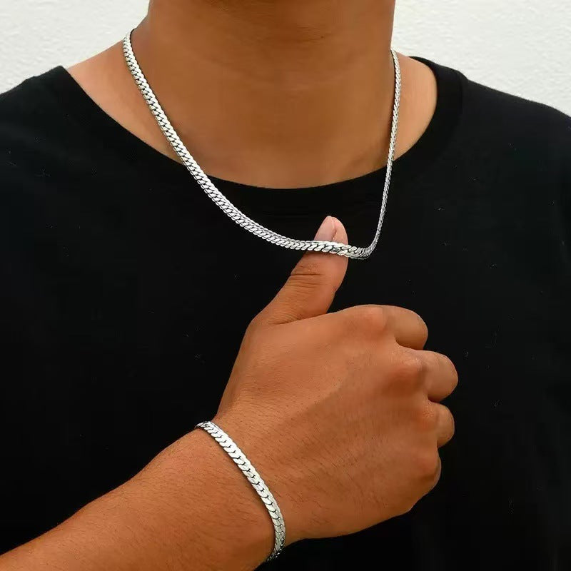 Minimalist Stainless Steel Necklace and Bracelet Set