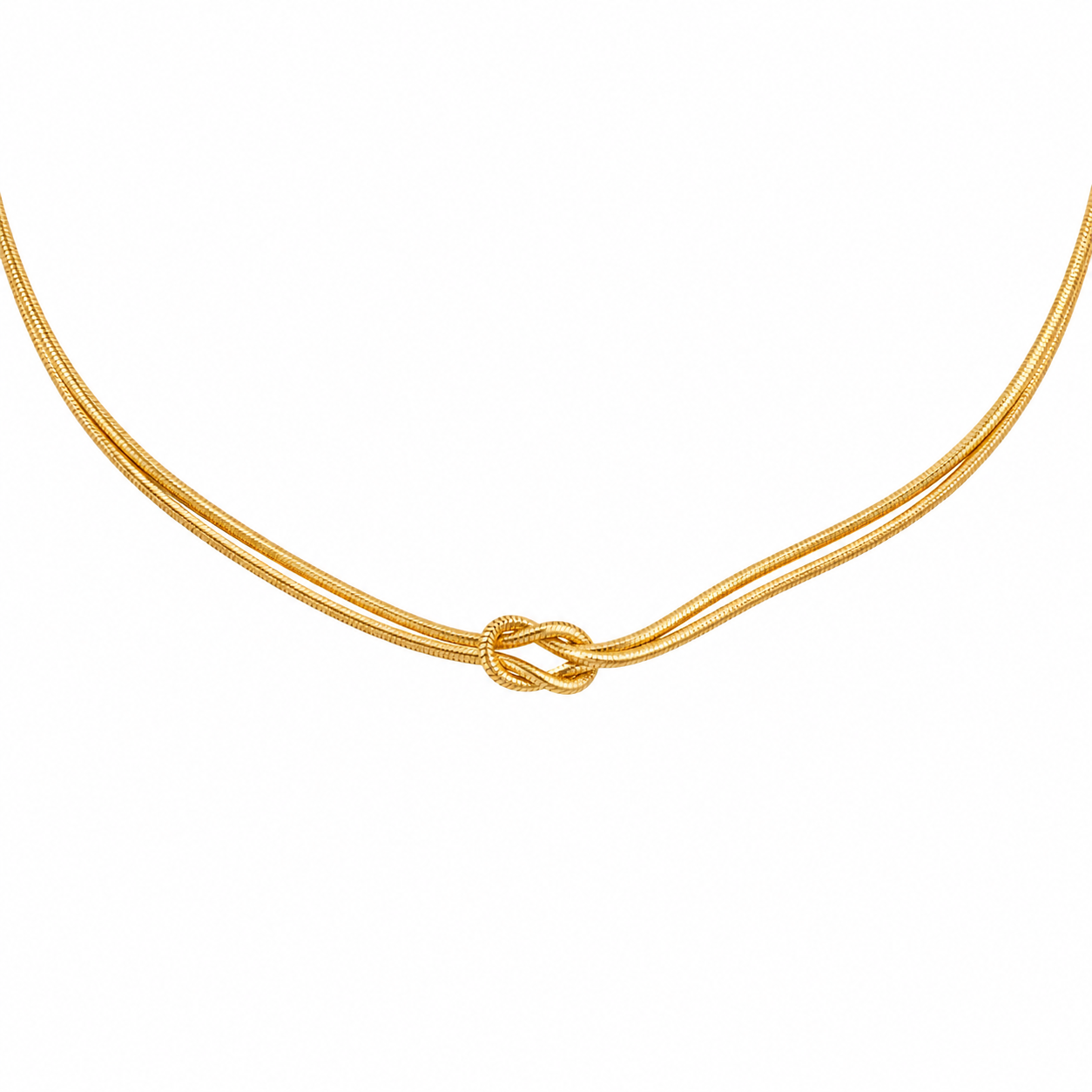 Double Layer Knotted Snake Bone Chain Necklace