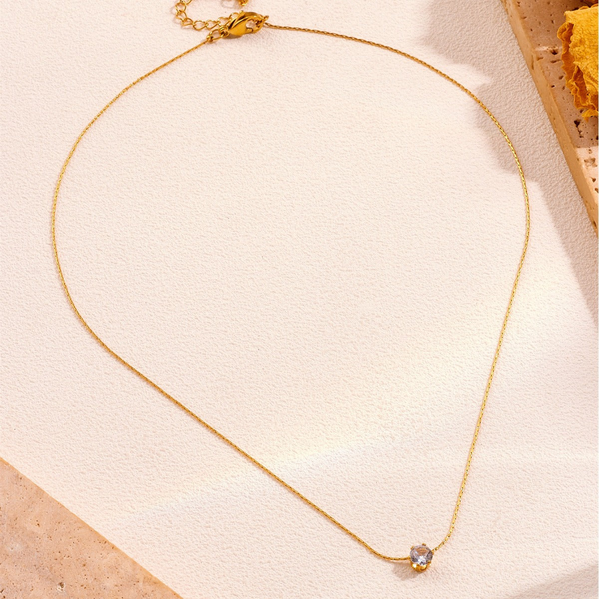Geometric Zircon Titanium Steel Necklace