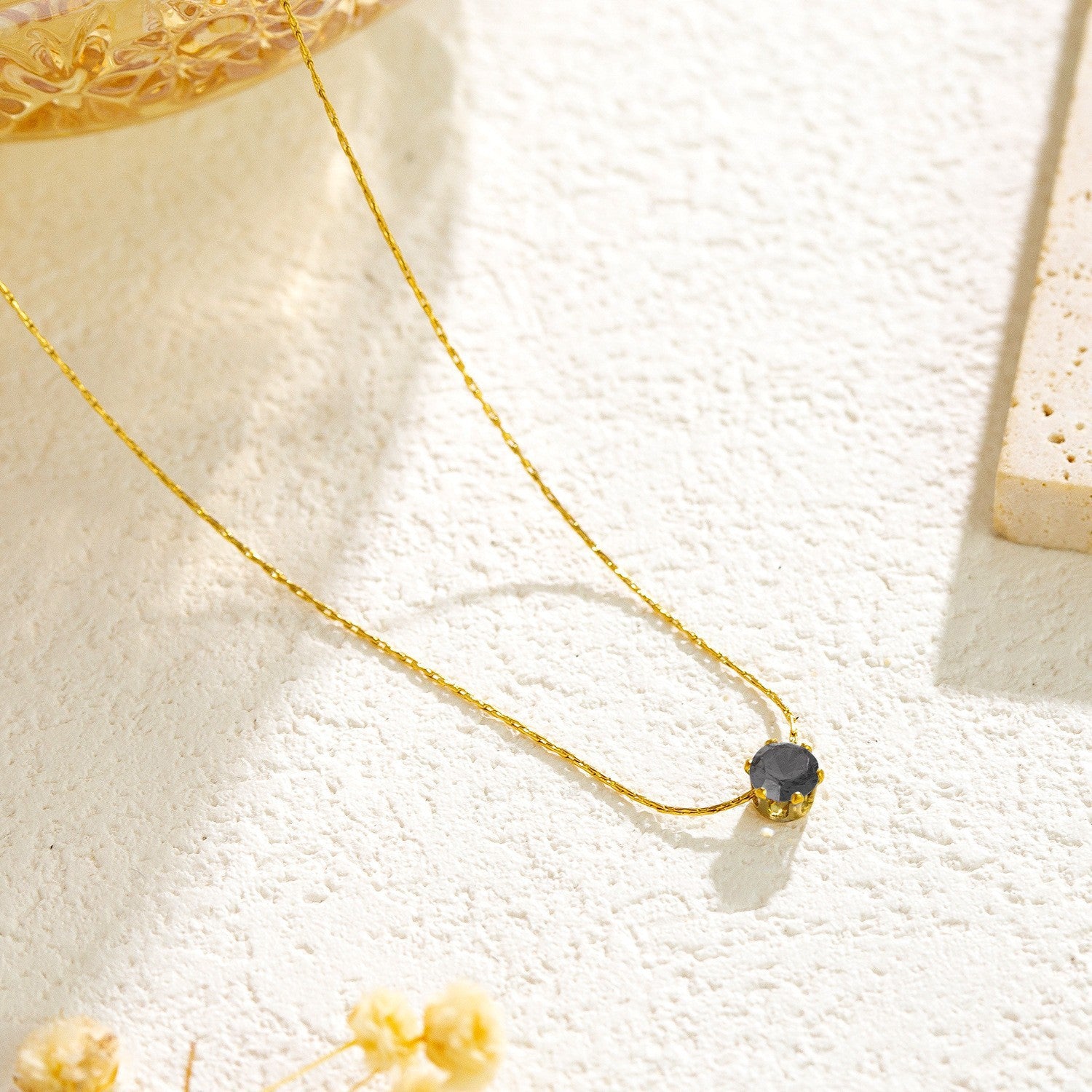Geometric Zircon Titanium Steel Necklace