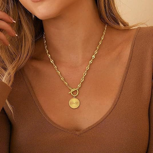 Heart Shape Alloy Necklace Gold Plated