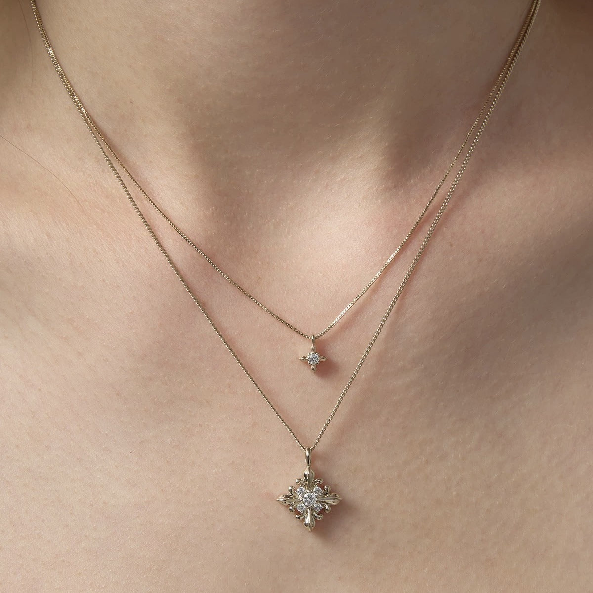 Floral Double Layer Titanium Necklace