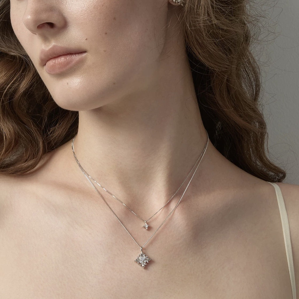 Floral Double Layer Titanium Necklace