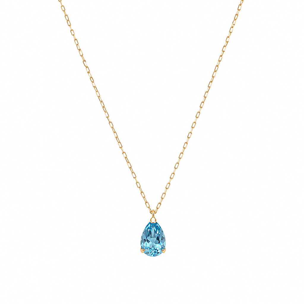 Aquamarine Water Drop Pendant Necklace