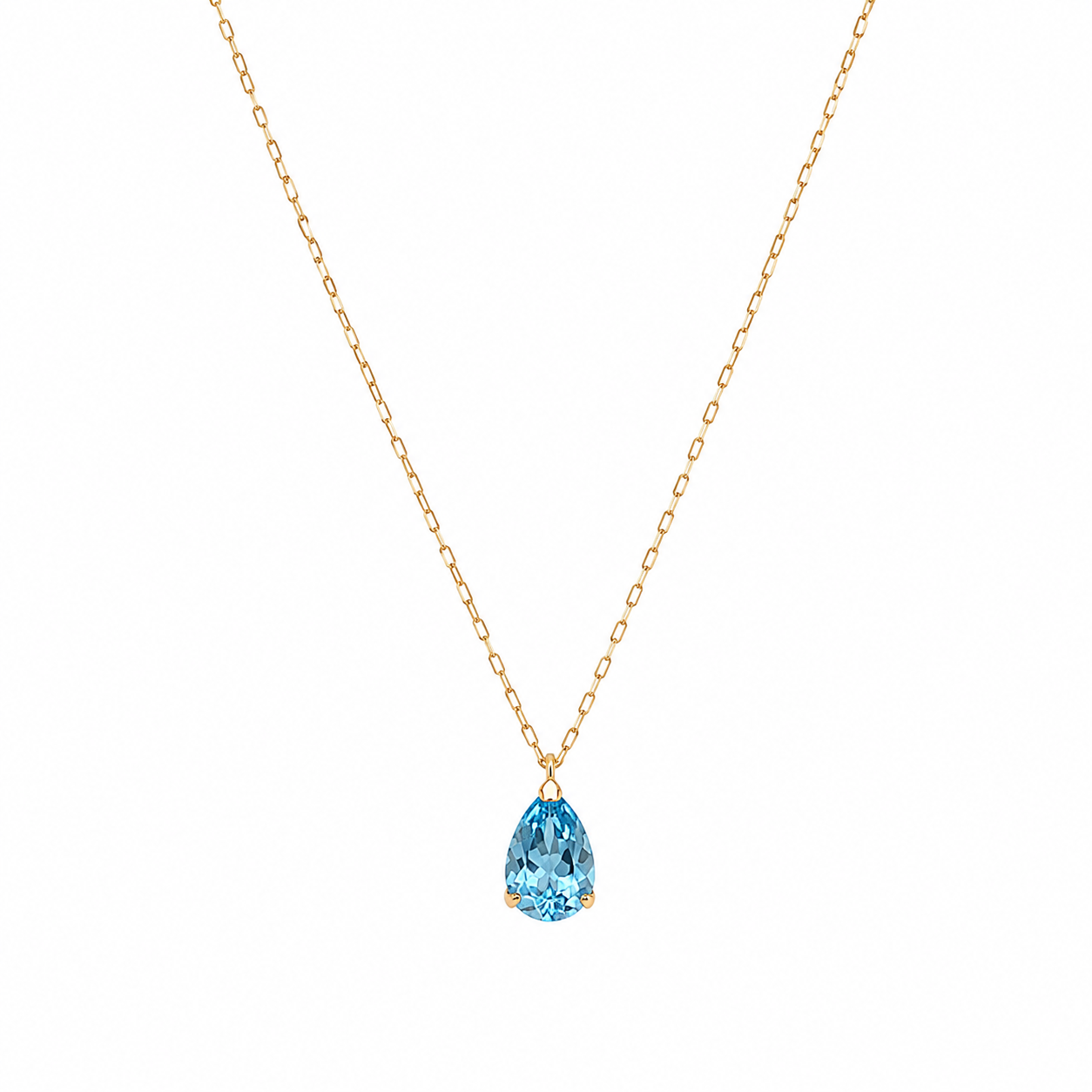 Aquamarine Water Drop Pendant Necklace