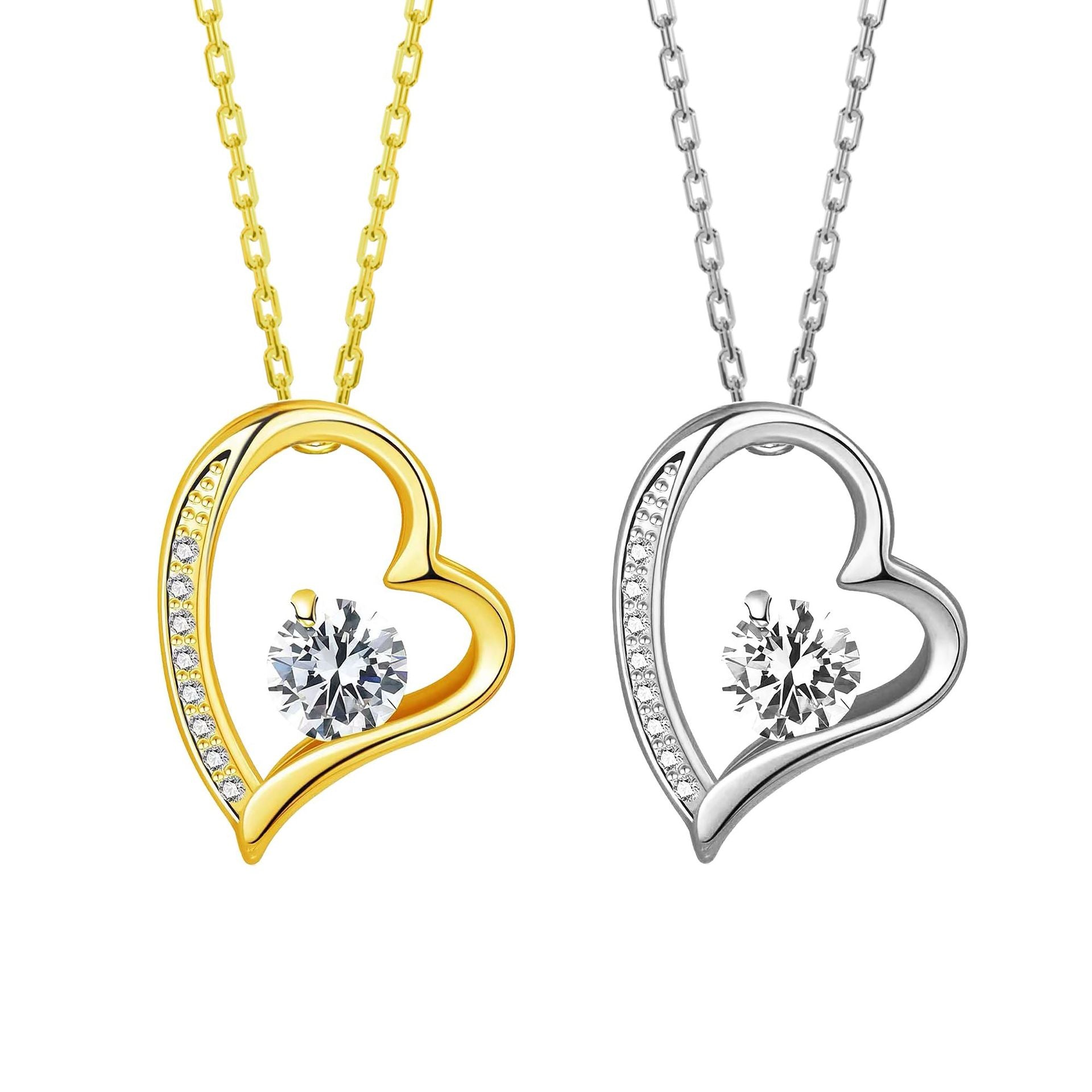 Zircon Heart Pendant Necklace