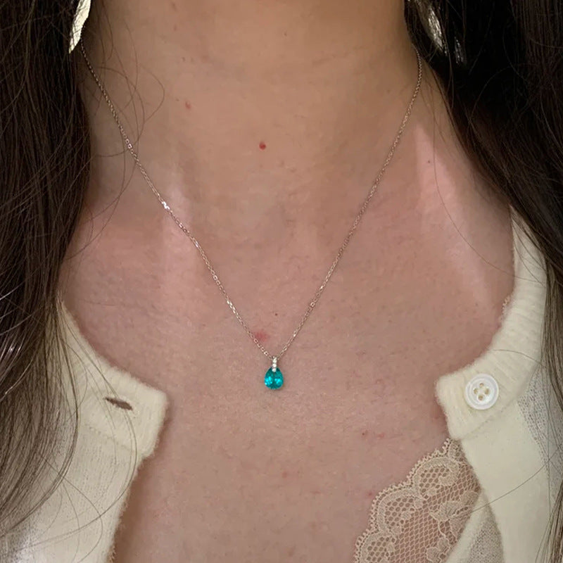 Blue Water Drop Ultra-Fine Necklace