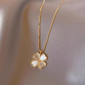 Four-leaf clover petal necklace