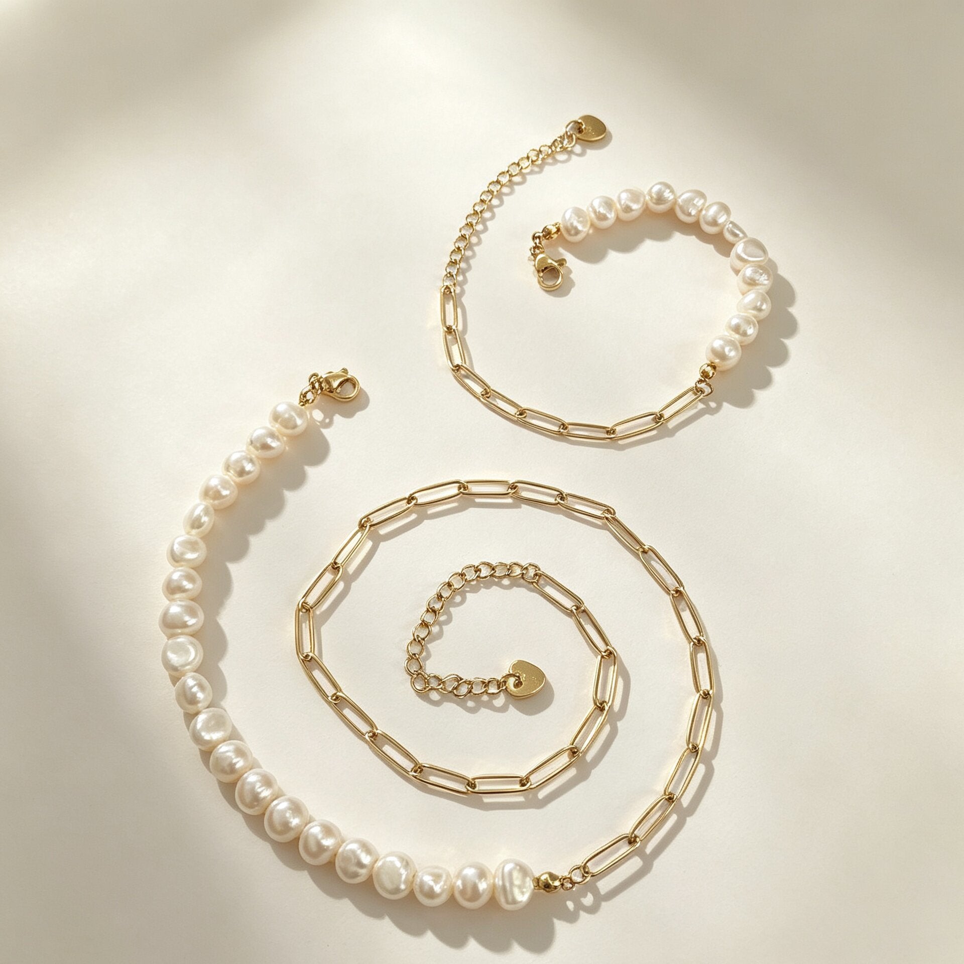 Fashion Freshwater Pearl Half-Chain Bracelet Necklace