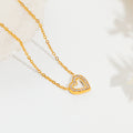 Adjustable Heart Pendant Necklace with Rhinestone