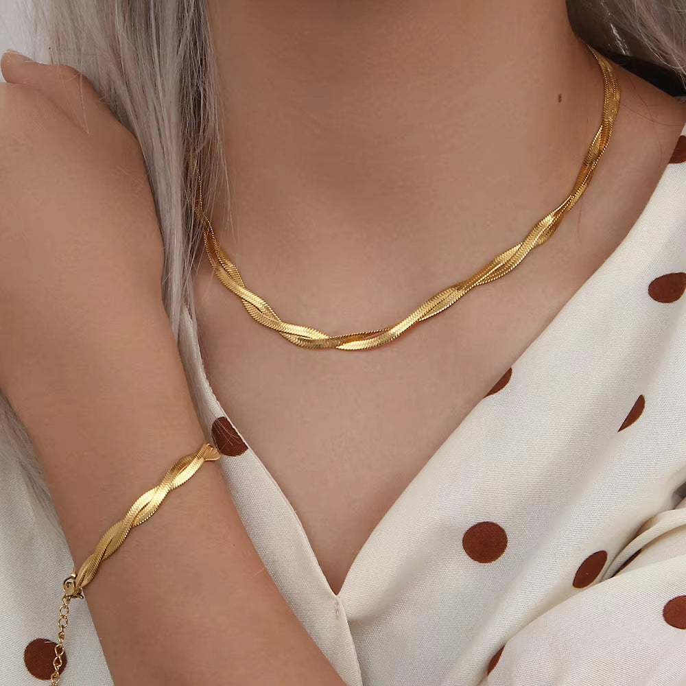 Double Layer Blade Chain Necklace
